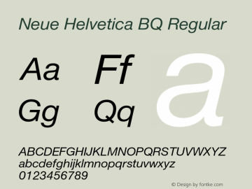 Neue Helvetica BQ Regular 001.000 Font Sample