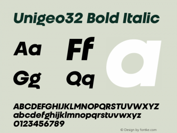 Unigeo32 Bold Italic Version 1.000图片样张