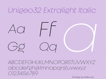 Unigeo32 Extralight Italic Version 1.000图片样张