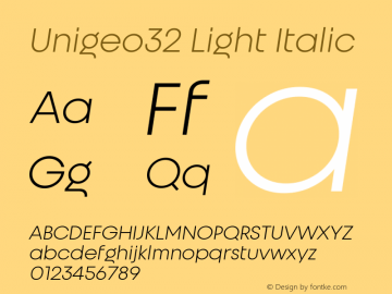 Unigeo32 Light Italic Version 1.000图片样张