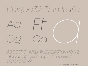 Unigeo32 Thin Italic Version 1.000图片样张