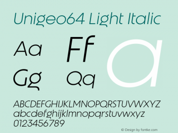 Unigeo64 Light Italic Version 1.000图片样张