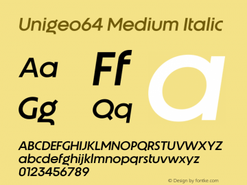 Unigeo64 Medium Italic Version 1.000图片样张