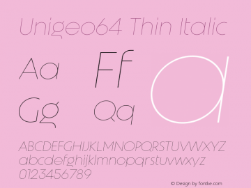 Unigeo64 Thin Italic Version 1.000图片样张