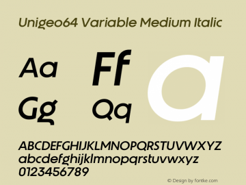 Unigeo64 Variable Medium Italic Version 1.000;Glyphs 3.2 (3207)图片样张