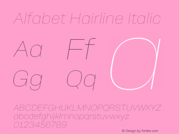Alfabet Hairline Italic Version 3.000;FEAKit 1.0图片样张