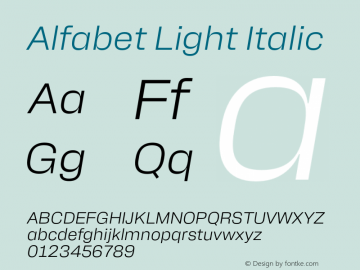 Alfabet Light Italic Version 3.000;FEAKit 1.0图片样张