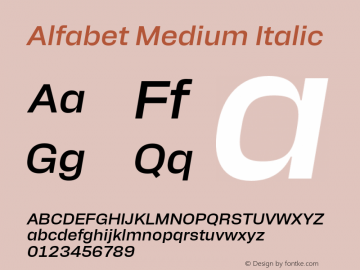 Alfabet Medium Italic Version 3.000;FEAKit 1.0图片样张