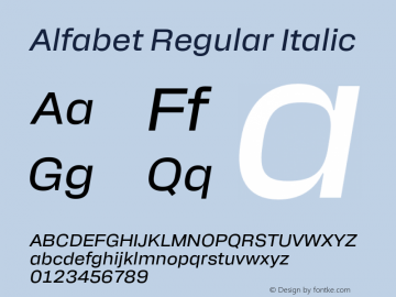 Alfabet Regular Italic Version 3.000;FEAKit 1.0图片样张