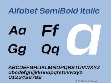 Alfabet SemiBold Italic Version 3.000;FEAKit 1.0图片样张