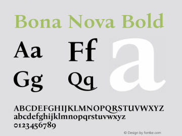 Bona Nova Bold Version 1.000;PS 001.000;hotconv 1.0.88;makeotf.lib2.5.64775图片样张