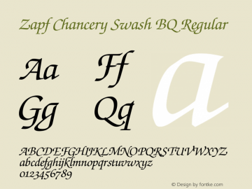 Zapf Chancery Swash BQ Regular 001.000 Font Sample