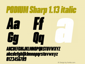 PODIUM Sharp 1.13 italic Version 1.000;PS 001.000;hotconv 1.0.88;makeotf.lib2.5.64775图片样张