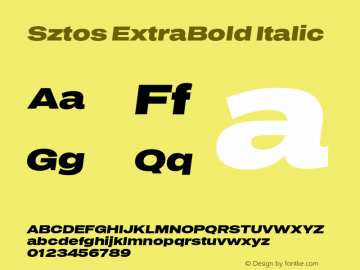 Sztos ExtraBold Italic Version 1.000;Glyphs 3.1.1 (3148)图片样张