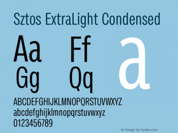 Sztos ExtraLight Condensed Version 1.000;Glyphs 3.1.1 (3148)图片样张