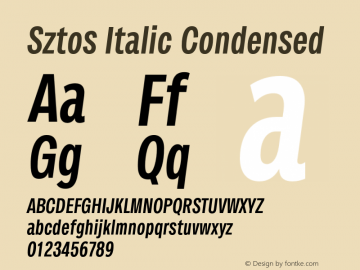 Sztos Italic Condensed Version 1.000;Glyphs 3.1.1 (3148)图片样张