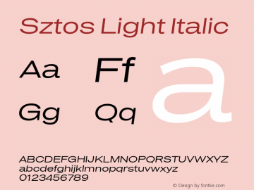Sztos Light Italic Version 1.000;Glyphs 3.1.1 (3148)图片样张