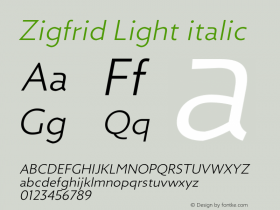 Zigfrid Light italic Version 1.000;PS 001.000;hotconv 1.0.70;makeotf.lib2.5.58329图片样张