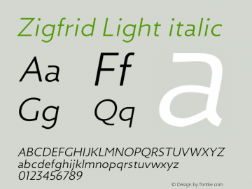 Zigfrid Light italic Version 1.000;PS 001.000;hotconv 1.0.70;makeotf.lib2.5.58329图片样张