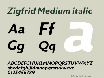 Zigfrid Medium italic Version 1.000;PS 001.000;hotconv 1.0.70;makeotf.lib2.5.58329图片样张