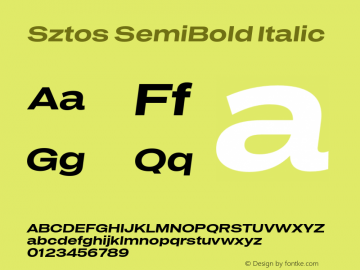 Sztos SemiBold Italic Version 1.000;Glyphs 3.1.1 (3148)图片样张