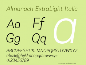 Almanach ExtraLight Italic Version 1.001;hotconv 1.0.109;makeotfexe 2.5.65596图片样张