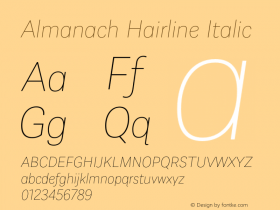 Almanach Hairline Italic Version 1.001;hotconv 1.0.109;makeotfexe 2.5.65596图片样张