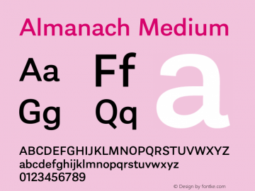 Almanach Medium Version 1.001;hotconv 1.0.109;makeotfexe 2.5.65596图片样张