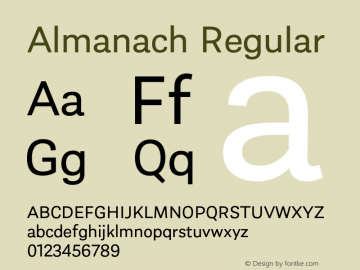 Almanach Regular Version 1.001;hotconv 1.0.109;makeotfexe 2.5.65596图片样张