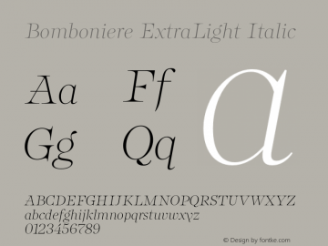 Bomboniere ExtraLight Italic Version 1.000;Glyphs 3.2 (3180)图片样张