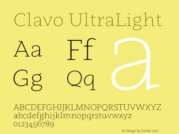 Clavo UltraLight Version 1.205;PS 001.205;hotconv 1.0.70;makeotf.lib2.5.58329图片样张