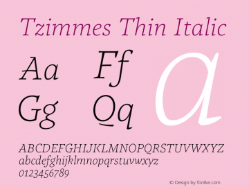 Tzimmes Thin Italic Version 1.001;PS 001.001;hotconv 1.0.88;makeotf.lib2.5.64775图片样张