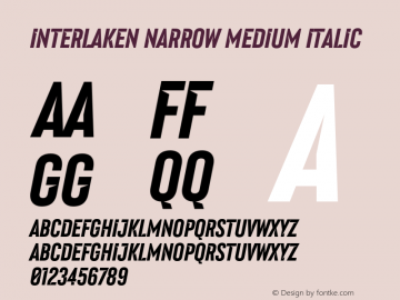 Interlaken Narrow Medium Italic Version 1.000;Glyphs 3.1.2 (3151)图片样张