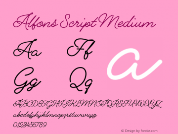 Alfons Script Medium Version 1.000;PS 001.000;hotconv 1.0.88;makeotf.lib2.5.64775图片样张