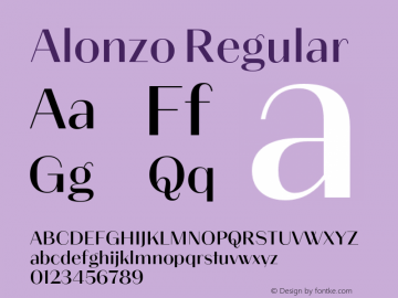 Alonzo Regular Version 1.000;hotconv 1.0.109;makeotfexe 2.5.65596图片样张