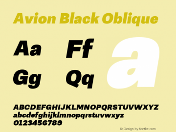 Avion Black Oblique Version 1.000;hotconv 1.0.109;makeotfexe 2.5.65596图片样张