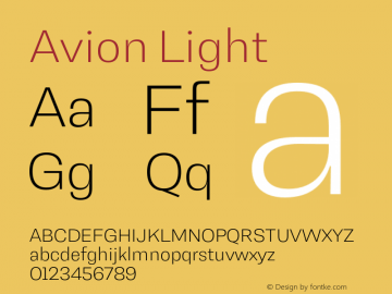 Avion Light Version 1.000;hotconv 1.0.109;makeotfexe 2.5.65596图片样张