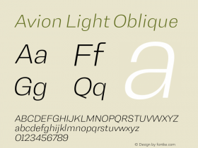 Avion Light Oblique Version 1.000;hotconv 1.0.109;makeotfexe 2.5.65596图片样张