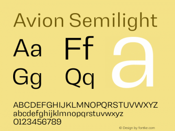 Avion Semilight Version 1.000;hotconv 1.0.109;makeotfexe 2.5.65596图片样张