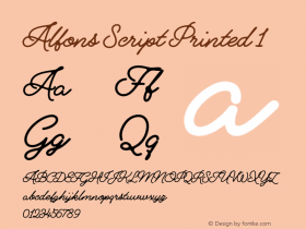 Alfons Script Printed 1 Version 1.000;PS 001.000;hotconv 1.0.88;makeotf.lib2.5.64775图片样张
