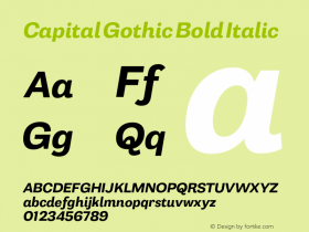 Capital Gothic Bold Italic Version 1.000;PS 001.000;hotconv 1.0.88;makeotf.lib2.5.64775图片样张