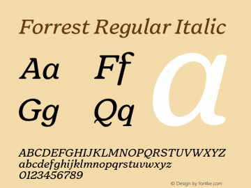 Forrest Regular Italic Version 1.000;FEAKit 1.0图片样张
