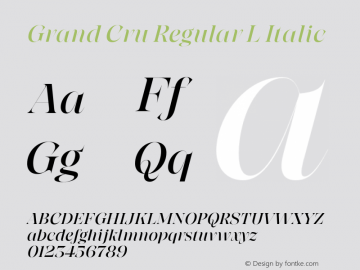 Grand Cru Regular L Italic Version 1.000;hotconv 1.0.109;makeotfexe 2.5.65596图片样张