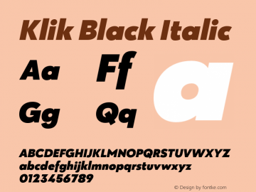 Klik Black Italic Version 1.000;hotconv 1.0.109;makeotfexe 2.5.65596图片样张