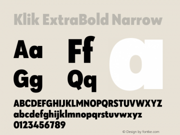 Klik ExtraBold Narrow Version 1.000;hotconv 1.0.109;makeotfexe 2.5.65596图片样张