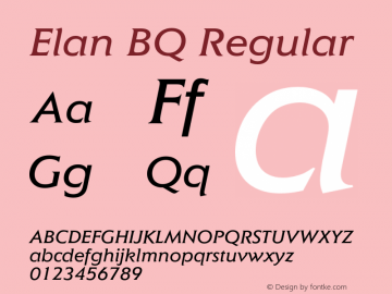 Elan BQ Regular 001.000 Font Sample