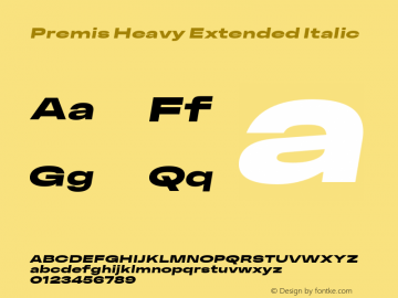 Premis Heavy Extended Italic Version 1.000;Glyphs 3.2 (3182)图片样张