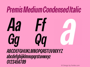Premis Medium Condensed Italic Version 1.000;Glyphs 3.2 (3182)图片样张
