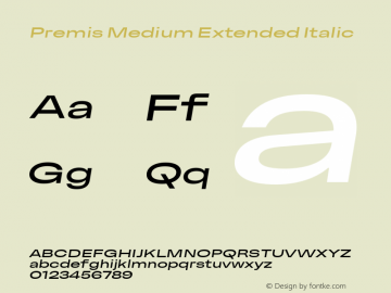 Premis Medium Extended Italic Version 1.000;Glyphs 3.2 (3182)图片样张