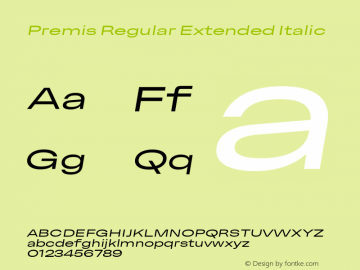 Premis Regular Extended Italic Version 1.000;Glyphs 3.2 (3182)图片样张